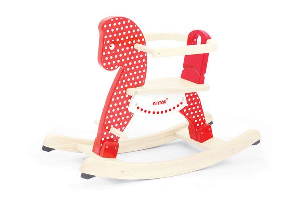 Pintoy Red Dots hobbelpaard met beugel.