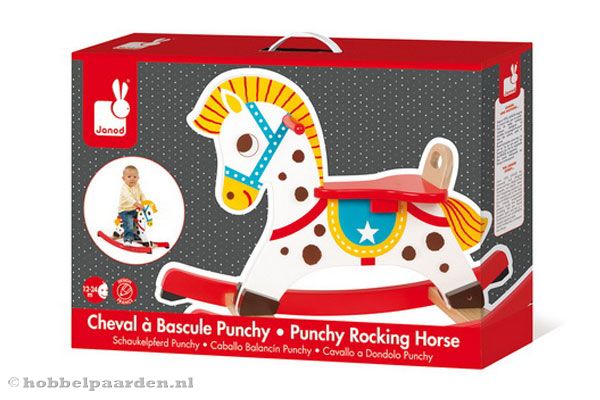 Janod hobbelpaard in verpakking.